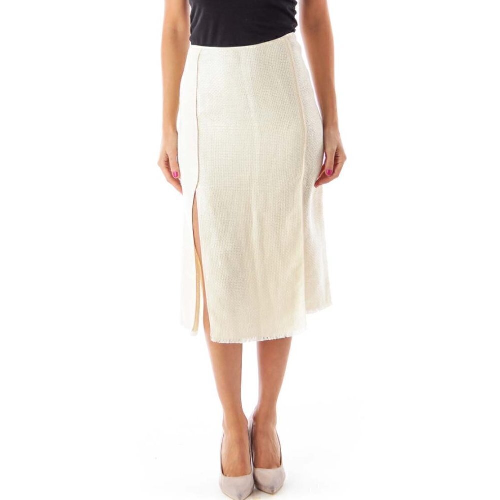 Donna Karan New York Beige Woven Midi Skirt - Picture 2 of 3